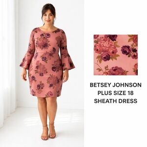Betsey Johnson Vintage NWT 18 mauve floral bell sleeve sheath dress